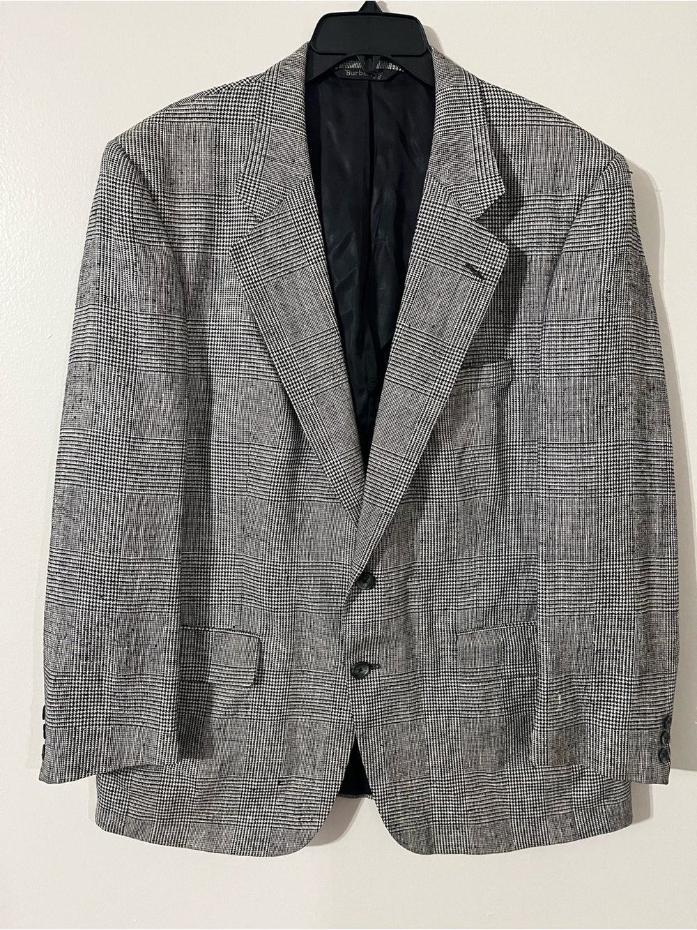 Vintage Burberry 44R Mens Black & White Houndstooth Blazer Sport Coat Jacket